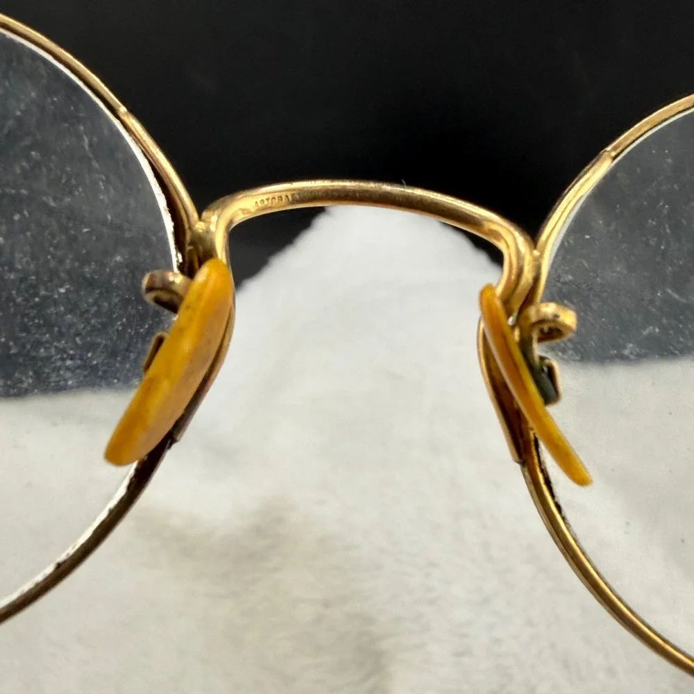 Vintage ArtCraft Eyeglasses Gold Filled Round Engraved Ful-Vue Frames